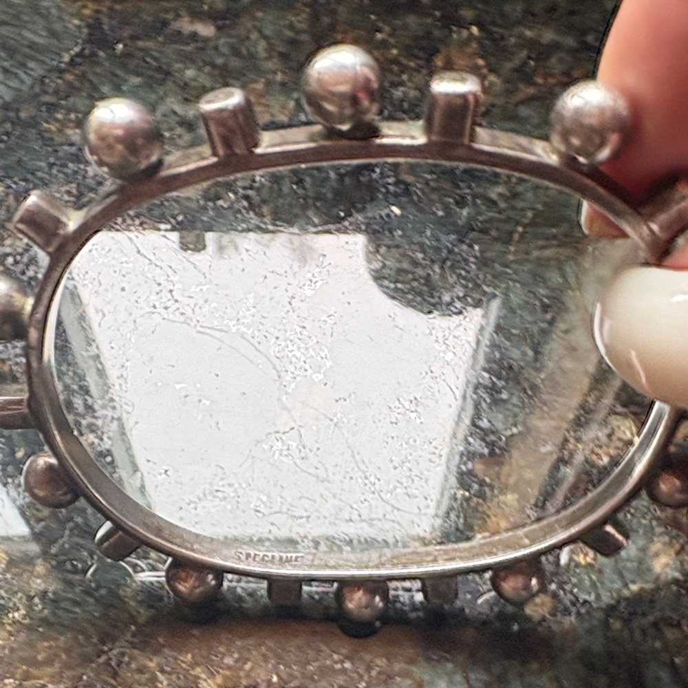 Solid Sterling Silver Oval Bangle Bracelet With S… - image 5